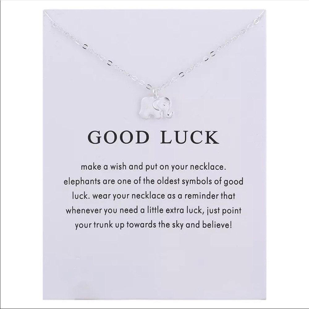 Silver boho elephant necklace